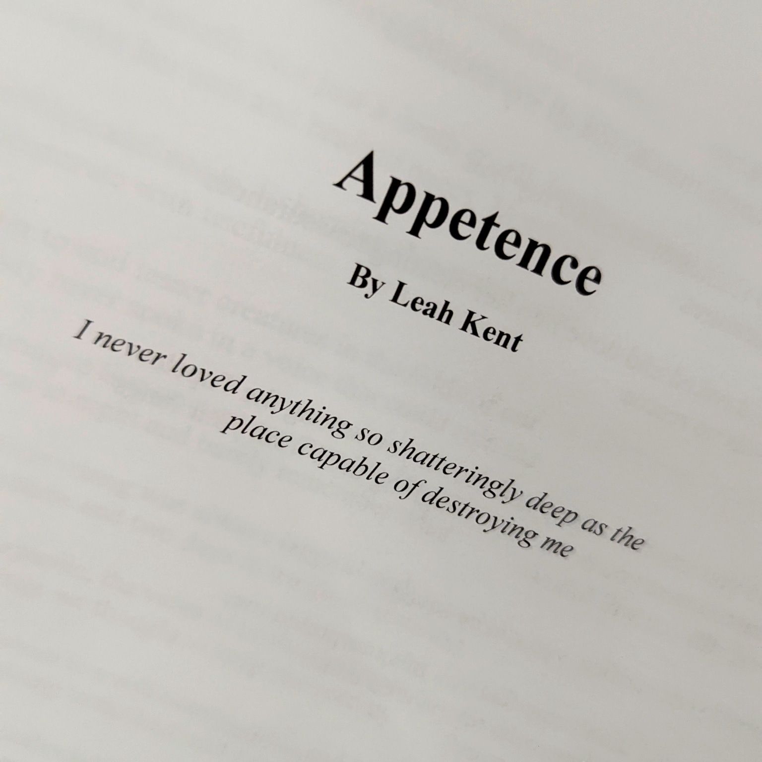 Appetence - Notes in the Margins